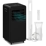 HOMCOM Air Conditioning Unit 10000 BTU, 4-in-1 Portable Air Conditioner, Dehumidifier, Cooling, Fan, Sleep Mode with Remote Control, LED Display, 2 Speeds, 24H Timer, Window Venting Kit, 30m², Black
