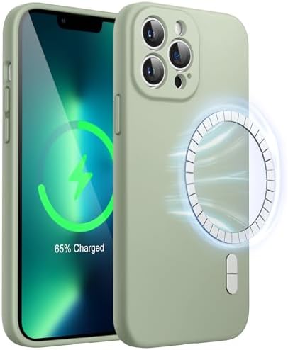 JETech Magnetyczna Silikonowy Etui dla iPhone 13 Pro Max 6,7 Cala, Kompatybilny z MagSafe, Case ze Obiektyw Aparatu Pełny Ochrona (Czarny)