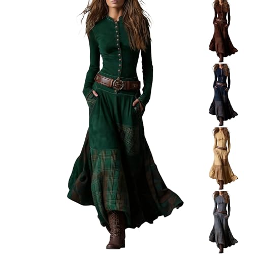 Robe longue à manches longues en daim patchwork pour un confort optimal - 2