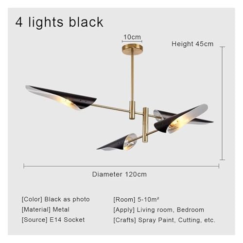 Lampe suspendue chambre et salle à manger avec lustre moderne blanc à LED noir
