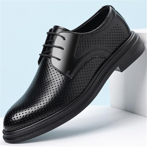 Men's Hollow Out Breathable Summer Business Dress Shoes English Style Height Increasing Groom Wedding Shoes Stylish Comfortable Formal Leather Shoes(9)2