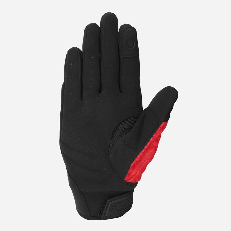 Image of Royal Enfield Urban Hustler V2 Riding Gloves 100% Polyester Air Mesh for Ventilation | TPR Knuckle Protectors | Microsuede Grip Patch | Poly Stretch Fabric for Better Flexibility RED XL 23CM