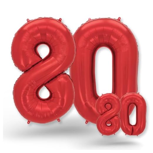 FUNXGO Globo Numero 80 rojo - 100 cm & 40cm - Globos de Cumpleãnos 80 - rojo globo 80 años cumpleaños - Decoracion 80 Cumpleaños - Adecuado para cumpleaños, fiestas sorpresas, fiestas