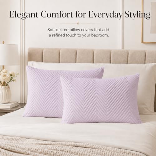 Image of RD TREND Quilted Pillow Cover Set of 2 (18x28, Mauve Rose)