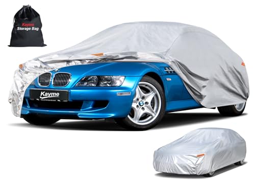 Kayme 6 Layers Car Cover Custom Fit for BMW Z3 (1997-2003) Waterproof All Weather for Automobiles, Outdoor Full Cover Rain Sun UV Protection.Silver