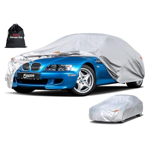Kayme 6 Layers Car Cover Custom Fit for BMW Z3 (1997-2003) Waterproof All Weather for Automobiles, Outdoor Full Cover Rain Sun UV Protection.Silver LM