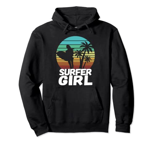 Surfer Girl Mujeres Niñas Playa Verano Surfing Retro Surf Cool Sudadera con Capucha Cover