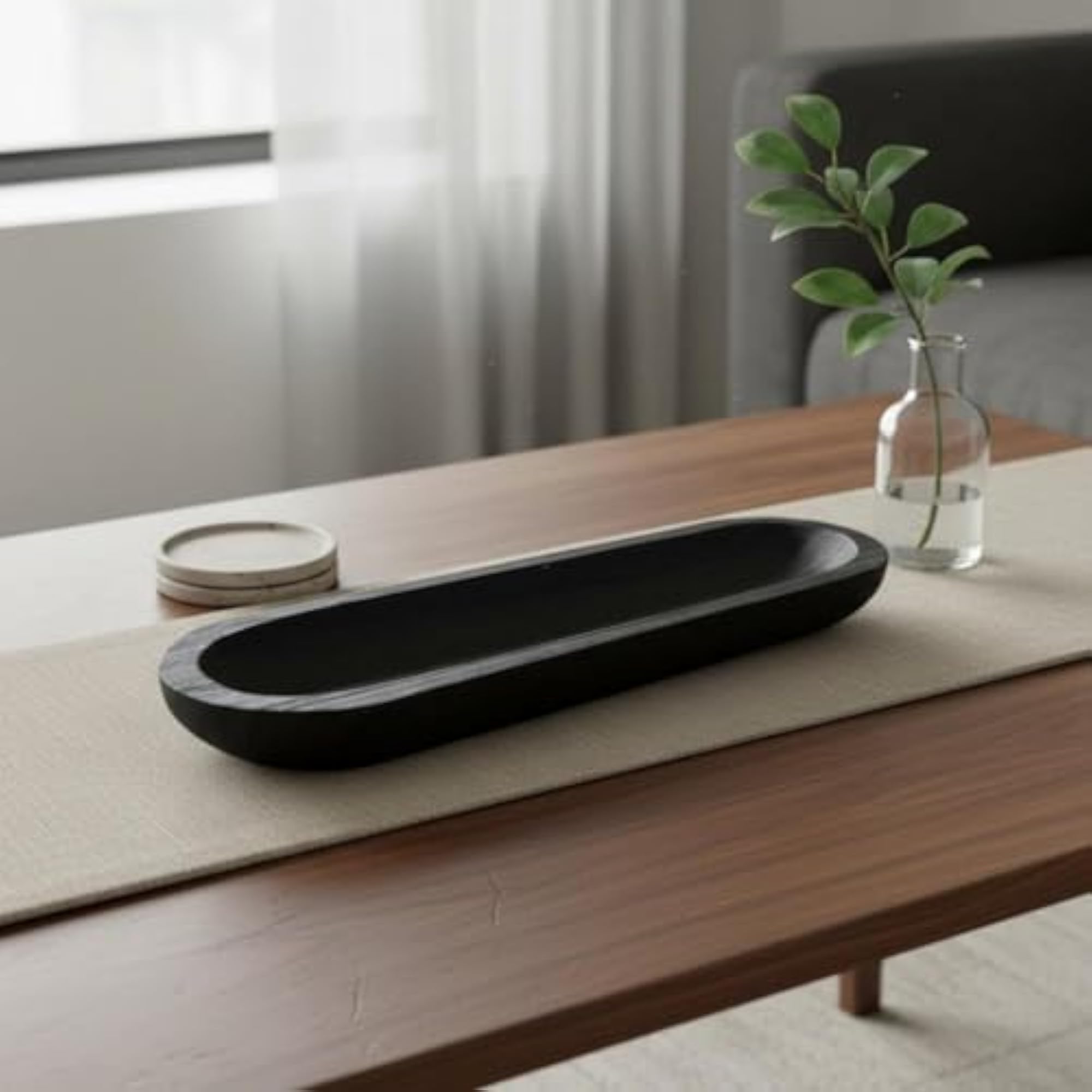 Wooden Candle Bowl, Handmade Craft Oval Tray