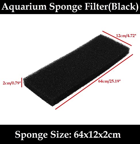 Image of DESPACITO Fish Tank Filter Sponge Aquarium Filter Pad Cotton for Fish Tank Washable & Reusable Biochemical Sponge Filter for Aquarium Filter Media Accessories Filtration Foam (Black, (64 * 12 cm))