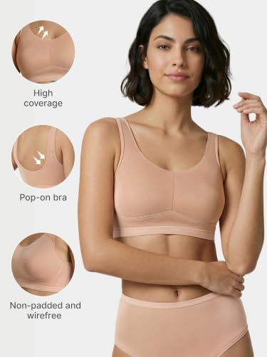 Image of Enamor Bamboo Cotton IB07, Women's Pop-on Bra - 3X Softer, 4X More Absorbent, Antimicrobial, Padded, Wirefree, Full Coverage