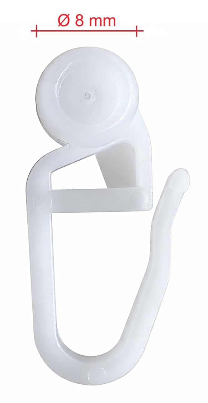 di alta qualità rotoli, gancio pieghevole, tenda roellchen, interno Ruote – Bianco 8 mm – 1000 pezzi