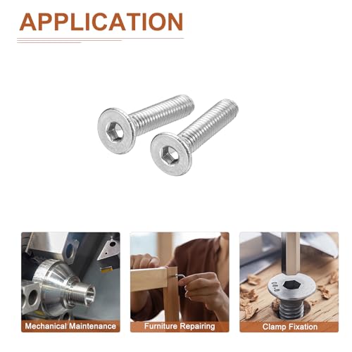 Image of DTGN M3-0.5 x 14mm Flat Head Socket Cap Screws, 100 Pack 304 Stainless Steel Hex Socket Flat Head Screws, Full Thread, Countersunk Bolts