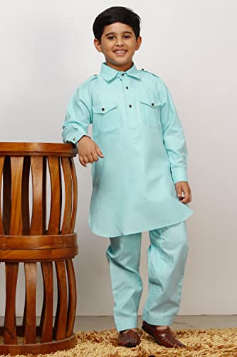 Image of Pro-Ethic Style Developer Kids Ethnic Wear Cotton Pathani Suit for Boys|Plain Kurta Pajama