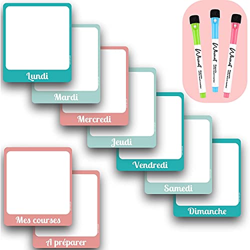 WHINAT ⭐ Puzzle Magnétique Frigo de 9 Pièces - Tableau hebdo pour Menu / To Do List / Liste course / Tâches ménagères / Examen / Planning / Agenda / Organiseur / Planificateur / Calendrier de Semaine