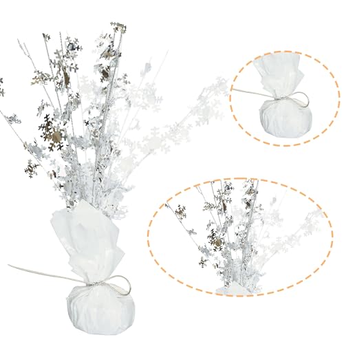 Centre de table flocon de neige argenté et blanc lot de 6