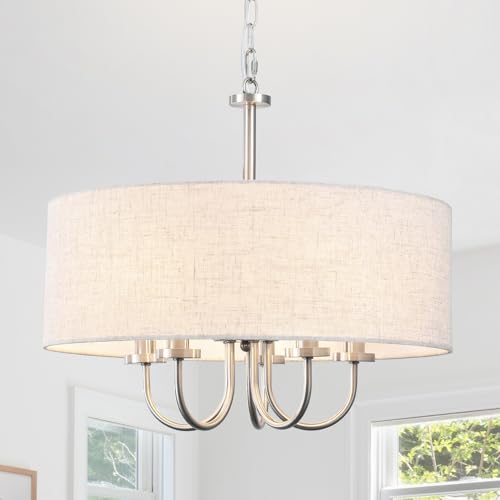 ZJVAIVE 5 Light 19" Drum Chandeliers for Dining Room Brushed