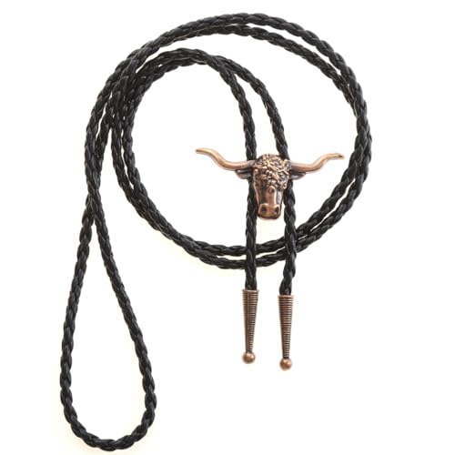Image of HUABOLA CALYN Native American Bolo tie Rodeo Cowboy Leather Necktie Western Bolo ties for Men Women Necktie for Concert Fans