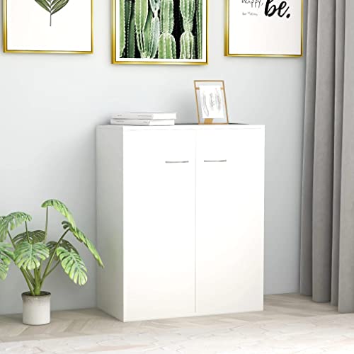 TJROO Credenza con Ante 60x30x75 cm Armadietto con Ante Mobile da Salotto Mobiletto Ingresso Armadietto Multiuso Mobile Contenitore Mobiletto Salvaspazio Legno Multistrato Bianco