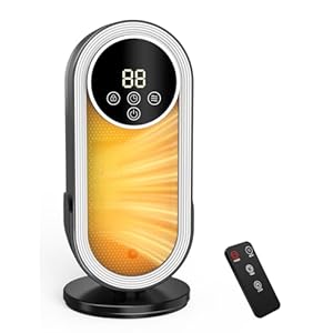 Calentador de espacio para uso en interiores, pequeños calentadores eléctricos portátiles con termostato y control remoto, temporizador de 12 horas, 3 modos, calentadores de cerámica PTC de 1500 W
