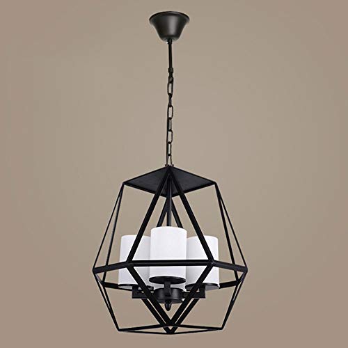 Suspension LED en cadre en fer et verre imitation marbre de prestige