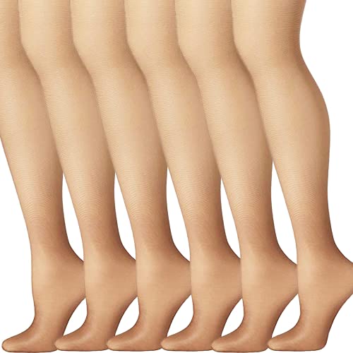 Tummy Control Stockings for Women - Sheer Control Top Pantyhose - (6 Pairs)