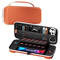 ProCase Carrying Case for Nintendo Switch 2 (2025) with 24 Game Card Slots, Hard Portable Travel Case Storage Bag Protective Pouch for 2025 Nintendo Switch 2 Console & Accessories -Orange