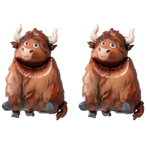 Ballon anniversaire ferme de 89 cm motif vache des Highlands pour fête prénatale