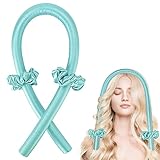Lockenwickler Locken Ohne Hitze,Lockenwickler Heatless Curls,New Heatless Curls Band, Rutschfest Heatless Seidenhaar Lockenwickler Wave Formers über Nacht,für Lange Haar (blau)