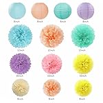 Pastel Rainbow Party-Decorations - 20pcs Pink Yellow Blue Classroom Ceiling Paper Lanterns Fans ,Girl Birthday Tissue Pom Poms,Honeycomb Balls,Bunting,Baby Shower Bridal Wedding Decor Burgleda - Image 3