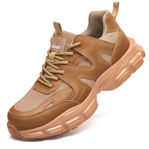 Image of Hogent Steel Toe Shoes for Men Women, Wide & Non-Slip Work Shoes
