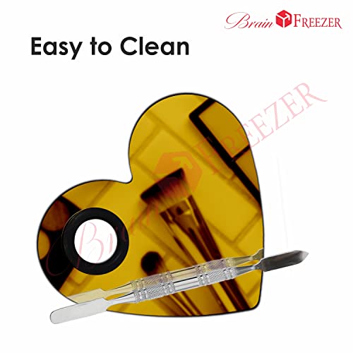 Image of Brain Freezer Shiny Makeup Palette with Stainless Steel Heart Shape Spatula, Golden 100 g