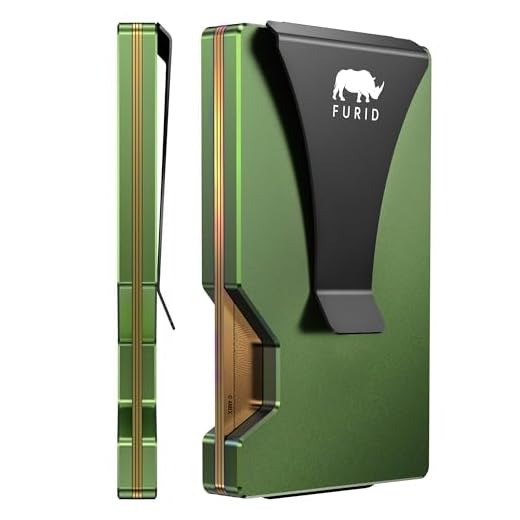 Carteira masculina slim minimalista: carteiras de metal com clipe para dinheiro - porta-cartão de crédito com bolso frontal fino RFID - presente para homens marido pai no aniversário Brithday, Oliva