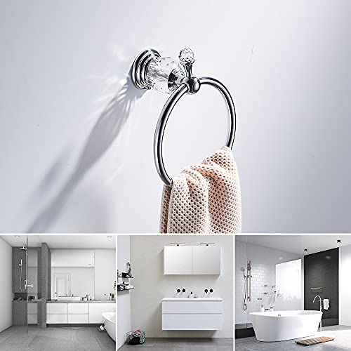 Wolibeer Chrome Towel Ring, Crystal Hand Towel Holder Polished Bath Towel Bar Bling Bathroom Accessories Wall Mounted #TOP5