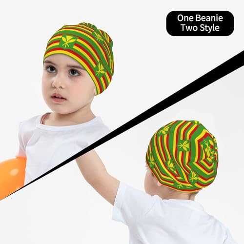 Kanaka Maoli Native Hawaiian Flag Children Hip Hop Knitted Hat Kids Elastic Leisure Knit Cap Warm Sleep Beanies Black4