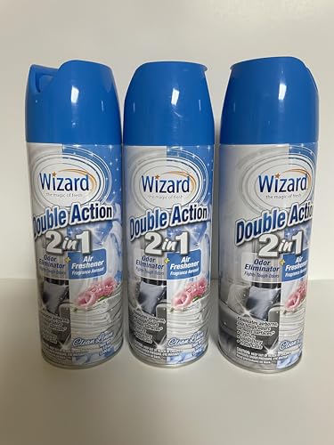 Wizard Double Action Smoke Odor Neutralizer & Air Freshener, Eliminates Smoke Smell & Odors, Freshens Air, Long-Lasting Scent; 3-Pack of 12oz Sprays clean linen