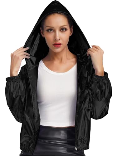 Vestes Bombers Métalliques Brillantes et extensibles avec grande capuche