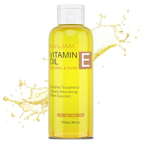 MAYJAM Vitamin E Oil - 118ML - Pure and Natural Vitamin E Oil for Skin, Strengthens and Moisturizes Hair, for Dryness, Wrinkles, Uneven Skin Tone