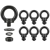RiaYer 6 Pack M8 x 0.55' T316 Stainless Steel Eye Bolts with Nuts, Black Shouldered Lifting Eye Bolt Kit with Lock Washers (Approx 5/16' Thread Diameter), Heavy Duty Tie Down Anchor for Marine