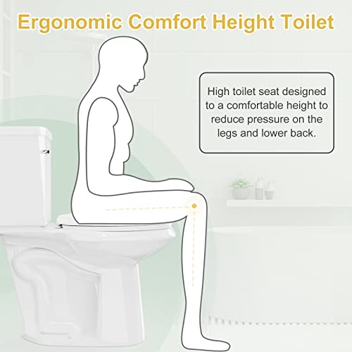 17.5 Inch High Toilet | 12" Rough-In Extra Tall Toilets, Elongated High Toilets For Seniors | Two Piece 1.28Gpf Tall Toilet Including Comfort Height Toilet Seat, Toilet Tank, Flange (White) #TOP3