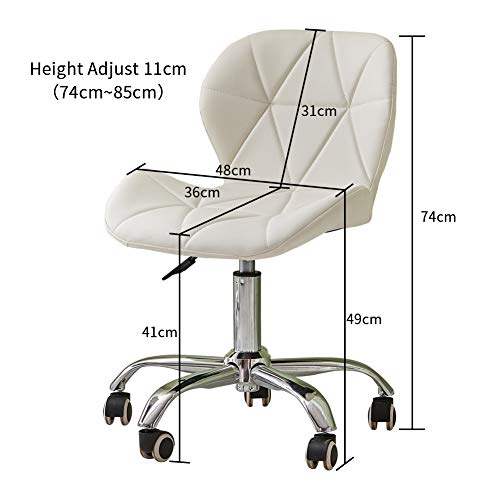 TUKAILAi 1 STKS Verstelbare Bureaustoel Faux Lederen Swivel Computer Bureau met Wielen StoelHome Office Studie Kamer Meubels met Chrome Base Gewatteerde Swivel Stoel Wit - Afbeelding 8