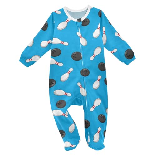 Emelivor Bowling Ball Blue Baby Newborn One-Piece Pajamas Cotton Infant Footed Pjs for Boys Girls Kids