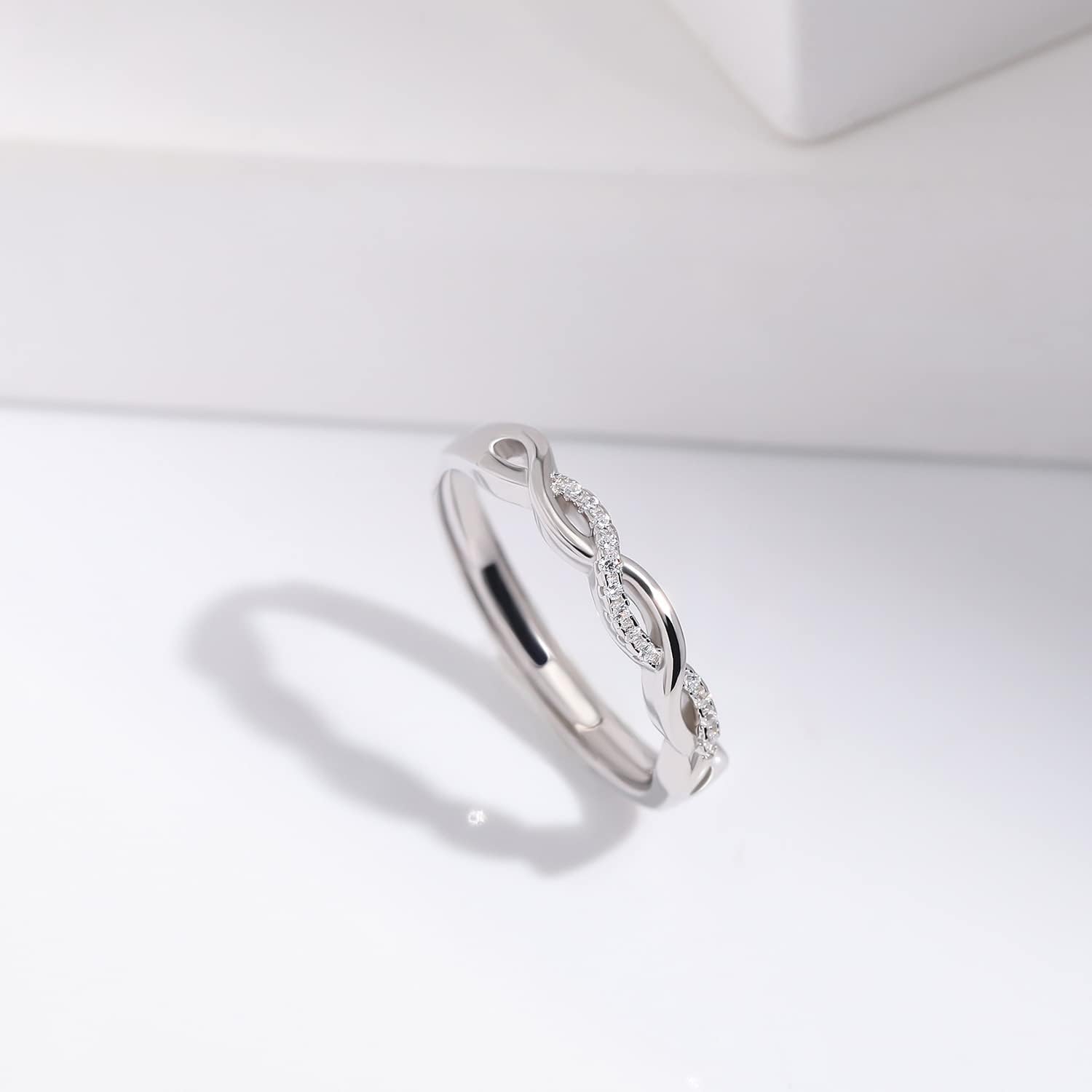 Meissa 925 Sterling Silver Ring for Women Cubic Zirconia Promise Wedding Bands Handmade Thumb Finger Ring Dainty Pinky Ring Size Adjustable