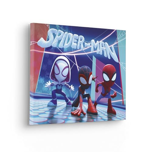 Komar Toile imprimée sur cadre de Marvel Spidey and His Amazing Friends Glowy Spideys - Taille: 60 x 40 cm