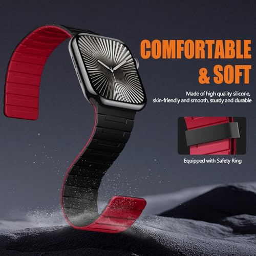 Image of SNBLK Magnetic Watchband Compatible with Apple Watch for Men 44mm 45mm 46mm 49mm 42mm 41mm 40mm 38mm Women, Silicone Sport Strong Magnet Strap for iWatch Series 11 Ultra 3 Ultra 2 Se 10 9 8 7 6 5 4 1