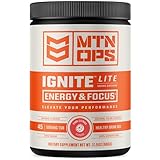 MTN OPS Ignite Lite Energy Drink Powder Gluten Free Nitric Oxide Supplement Drink Mix, L Arginine, L Citrulline, Caffeine & Nootropic Sugar Free Drink Mix, 45 Servings, Pink Citrus