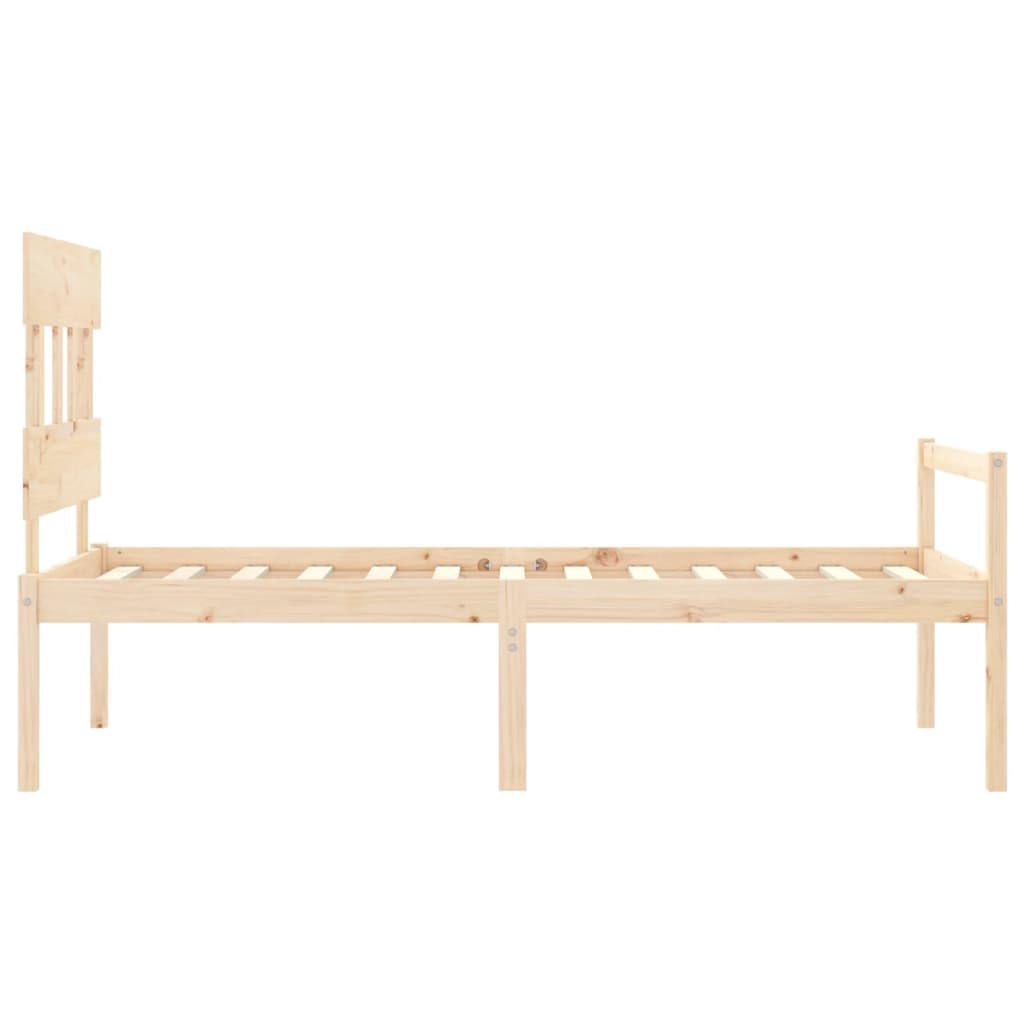 Seniorenbett 90x200 cm aus Kiefernholz Massiv - Einzelbett mit Kopfteil und Fussteil - Seniorengerechtes Massivholzbett 45 cm Sitzhoehe mit Stauraum Fuer Senioren und Erwachsene