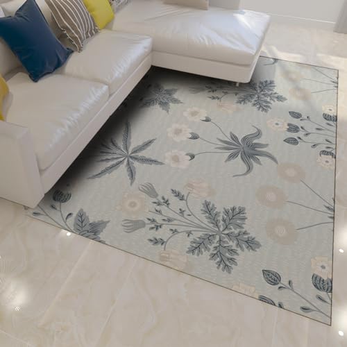 Tapis de nature morte style Morris aux fleurs blanches délicates et toucher doux - 3