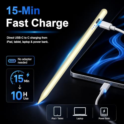 Image of HATOKU Stylus Pen for Apple iPad 2018-2026 for Note-Taking Drawing Yellow
