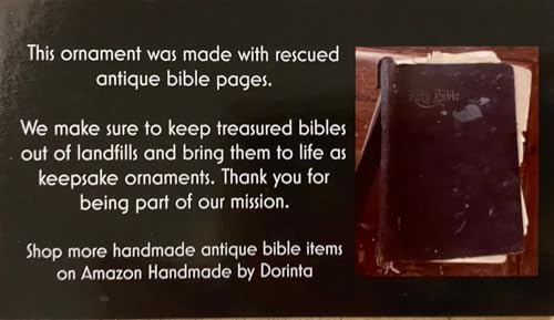 Dorinta Handmade Rescued Antique Bible Glass Tree Decor & Christmas Easter Ornaments with Silver Cross - Hanging Accessories For Home, Office, Church - Unique Gift for Friends, Family, Pastor - Image 5