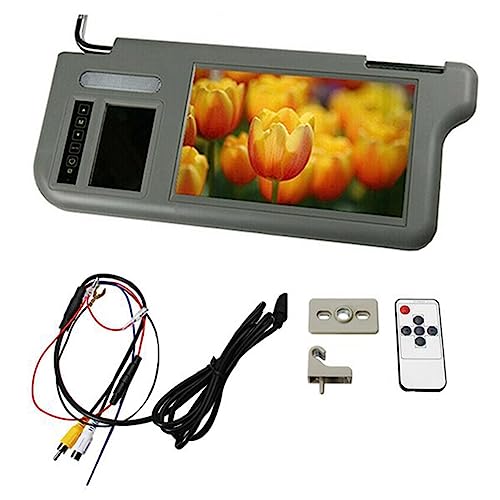 Srutueo 7Inch Gray Car Left Sun Visor Rear View Mirror Screen LCD Monitor 2 Channel Video Parts, Grey, 500393515A1